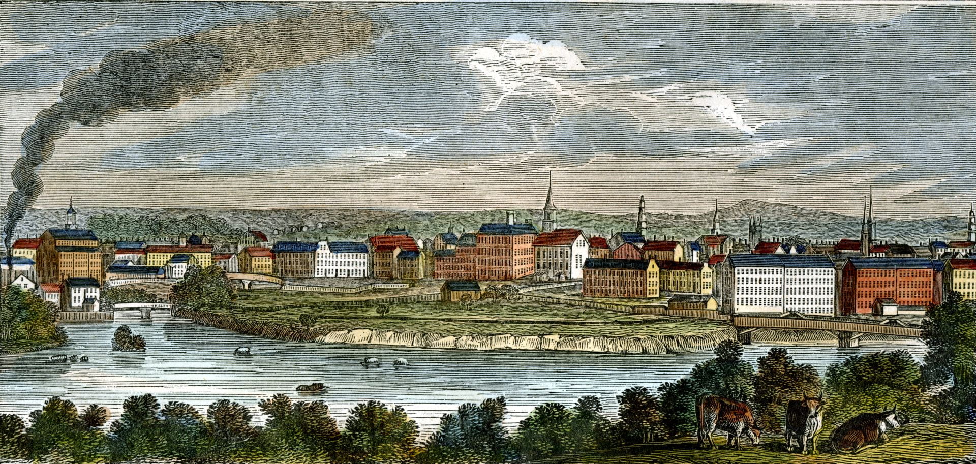Edmund L. Barber, “East View of Lowell, Mass.,” 1839.