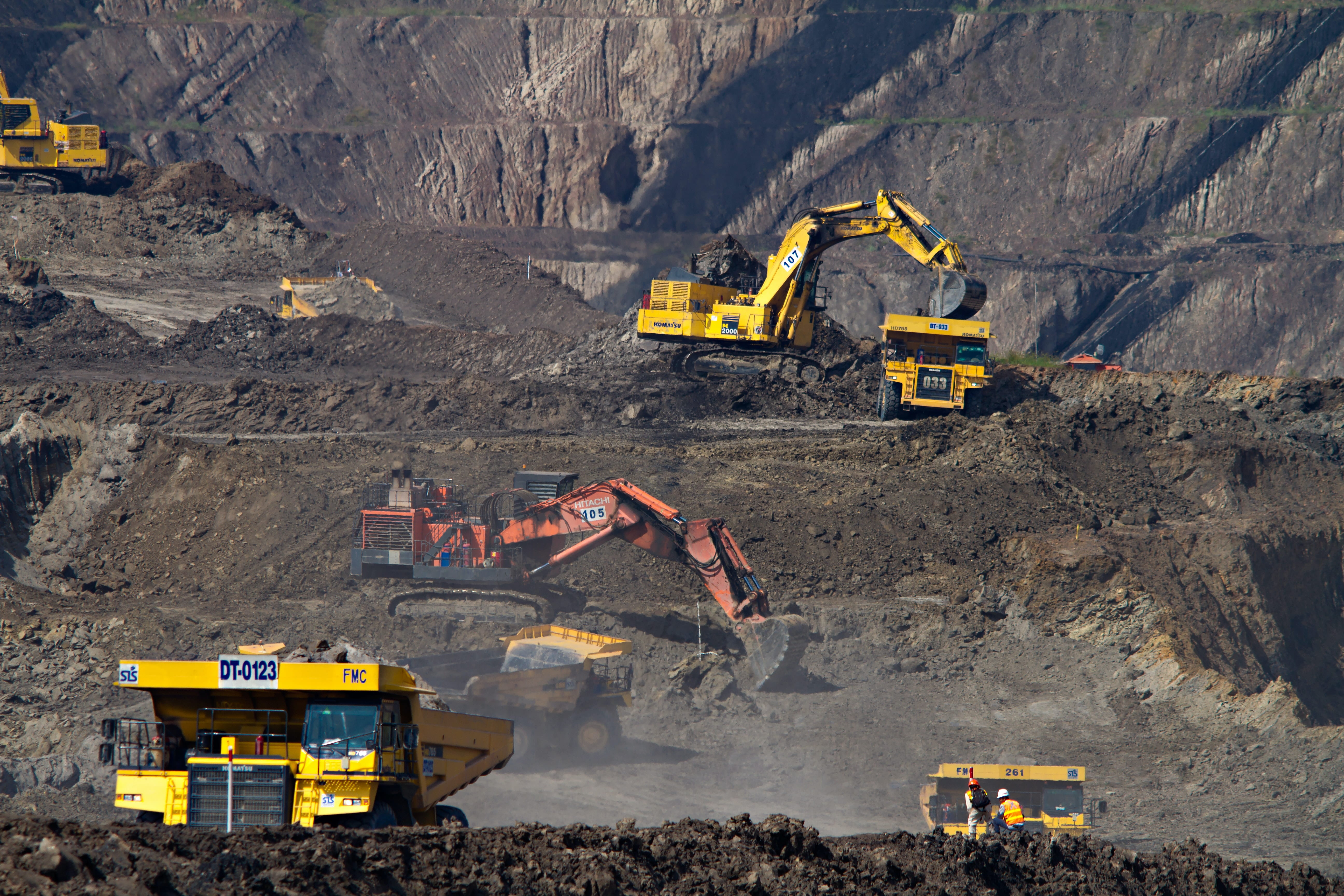 Excavators at coal mine