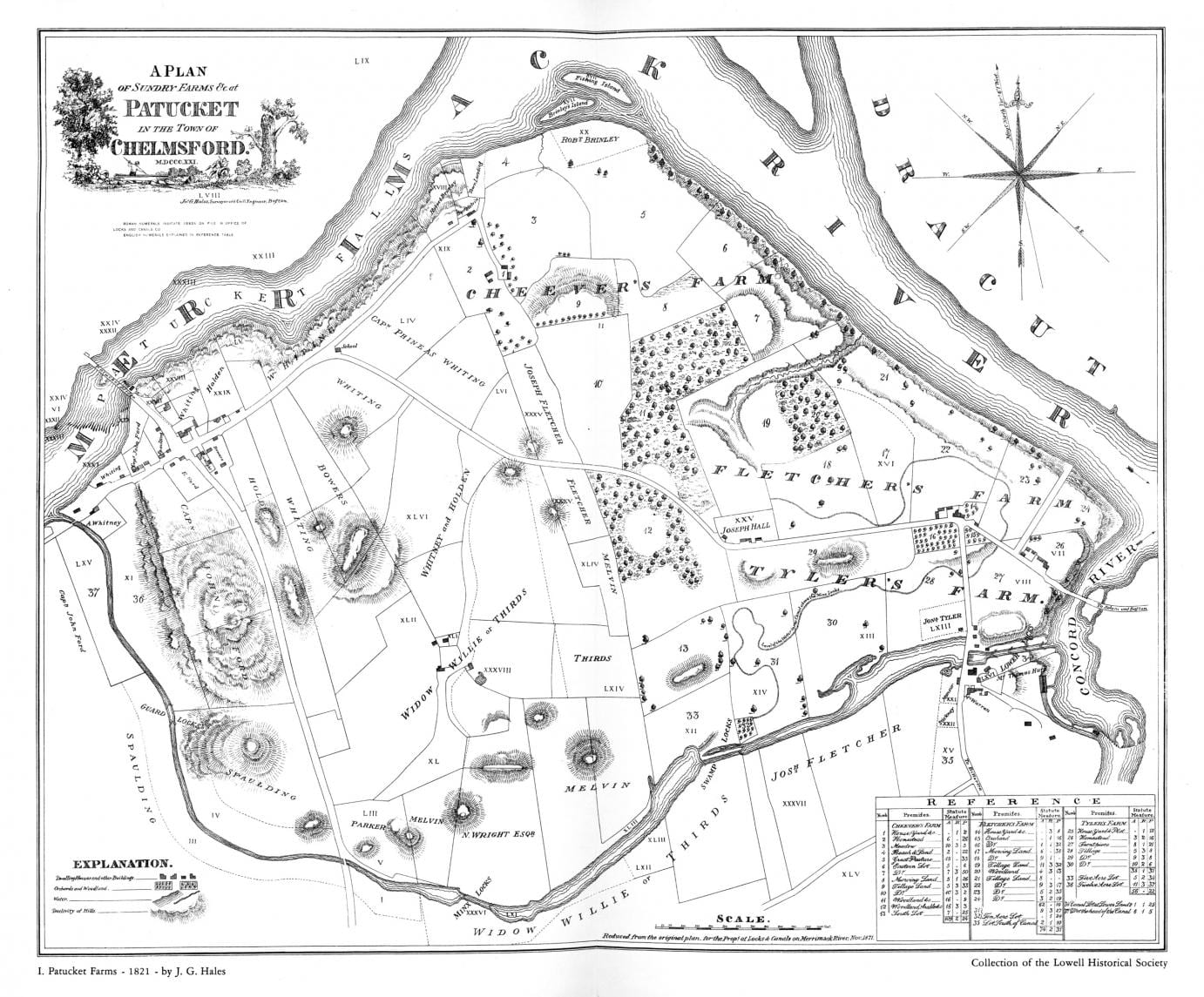 “A Plan of Sundry Farms Est. at Patucket in the Town of Chelmsford” (1821)