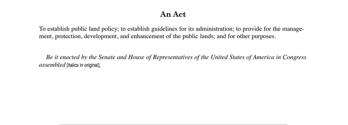Federal Land Policy and Management Act of 1976